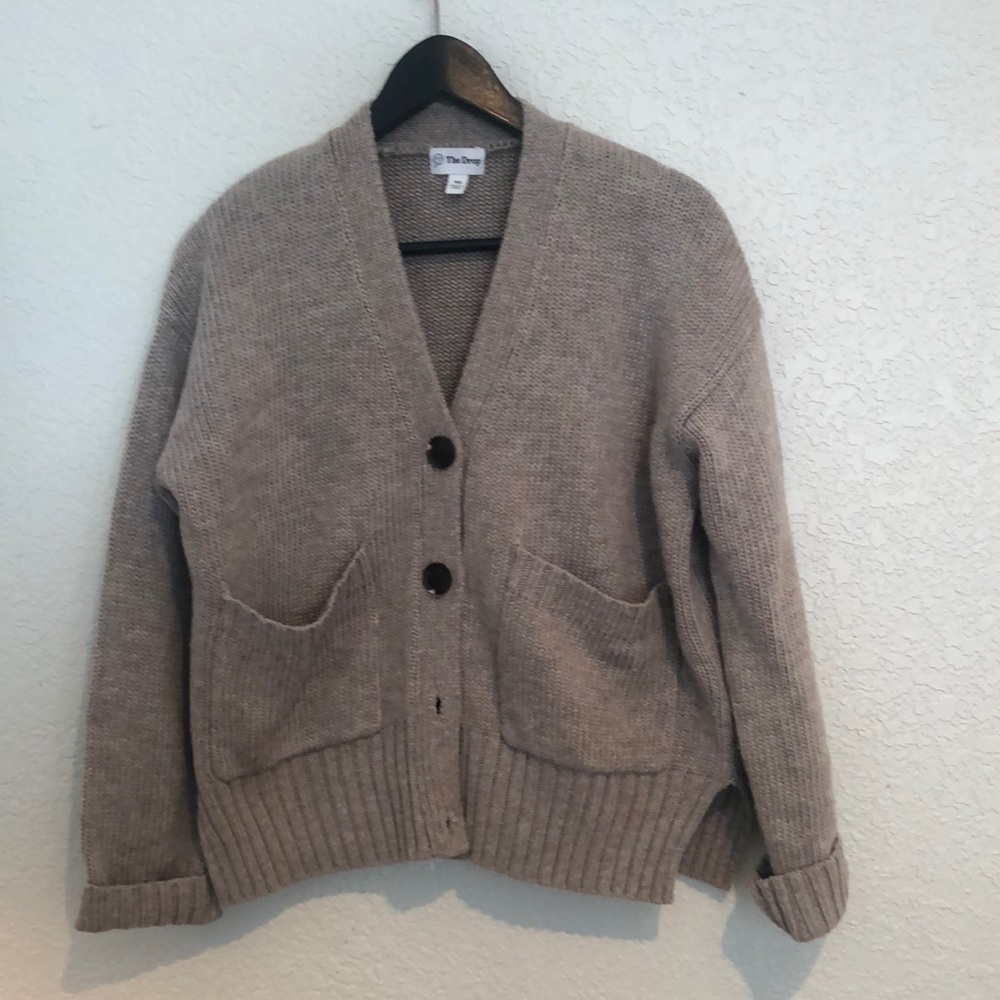 The Drop Women's Brigitte Chunky Button Front Pocket Ribbed Cardigan